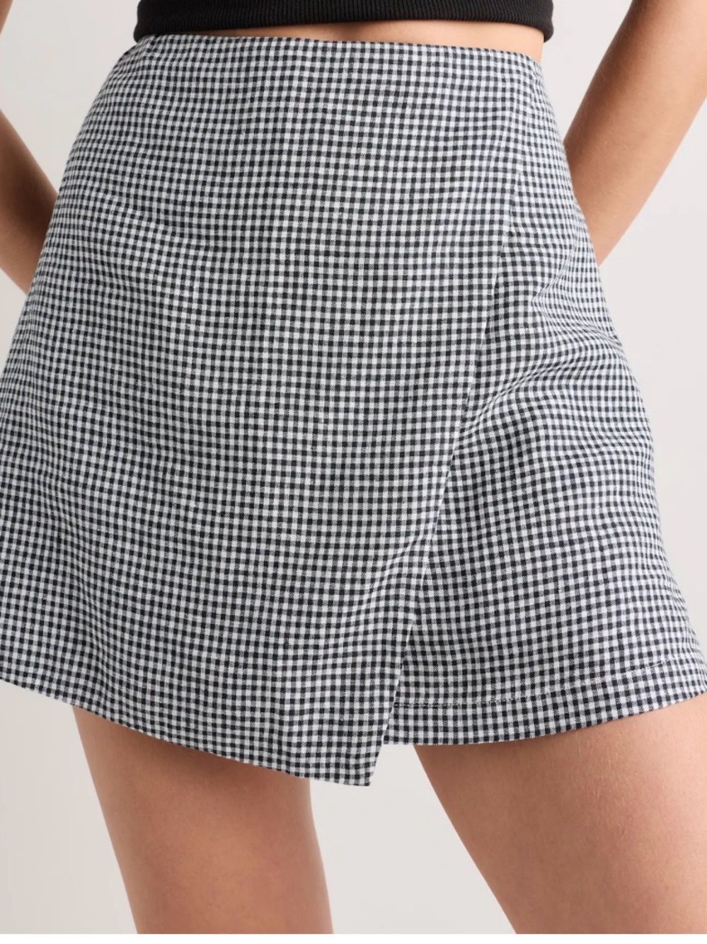 Quince Black and White Gingham Skort